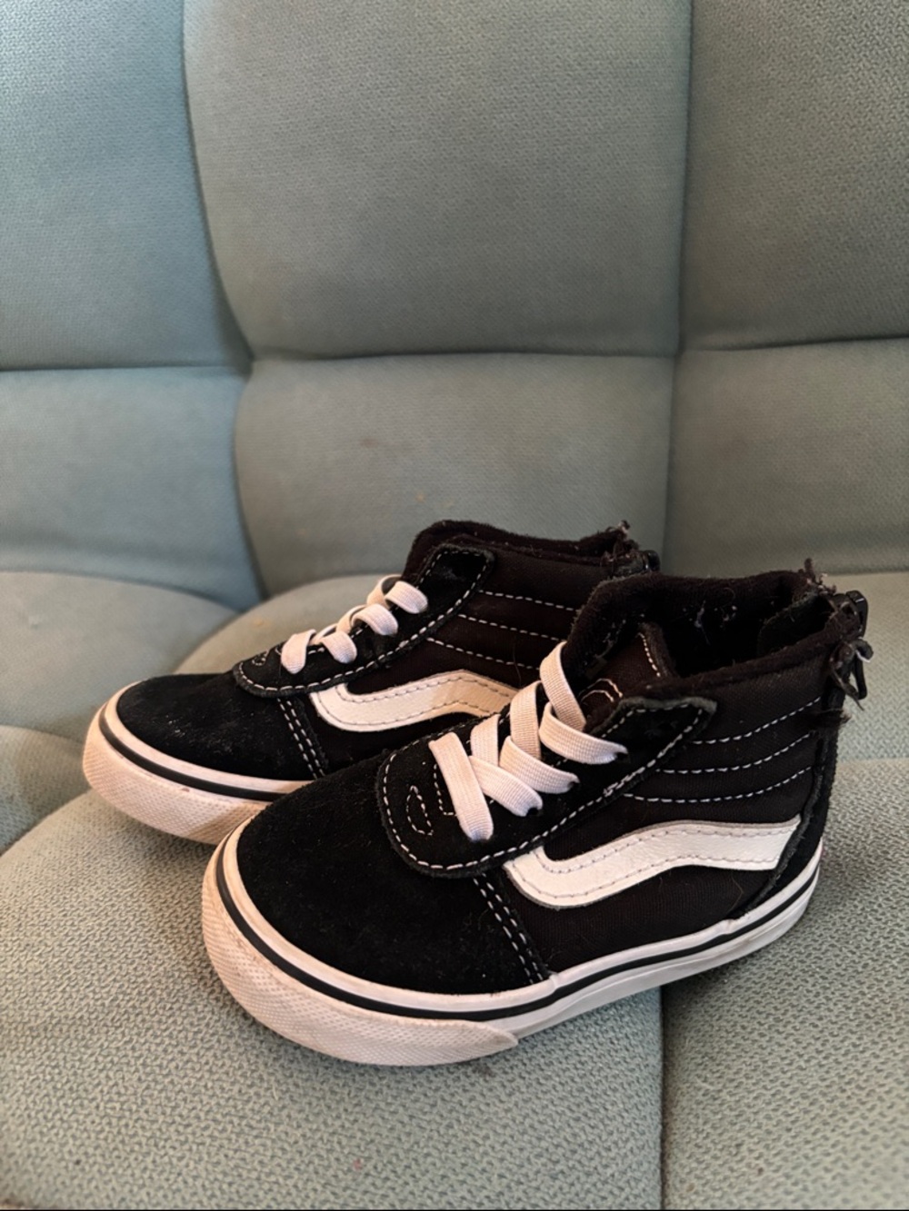 Vans Kids Black & White High-Top Skate Sneakers